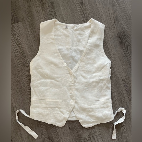 Princess Polly ginger linen blend vest white size 2 - Picture 4 of 8